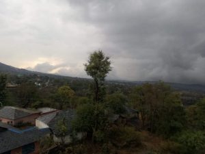 First rainfall in a long time, two days of non stop rain and storm. Still very beautiful and amazing scenery at Thangde Gatsal (Center for living buddhist art)